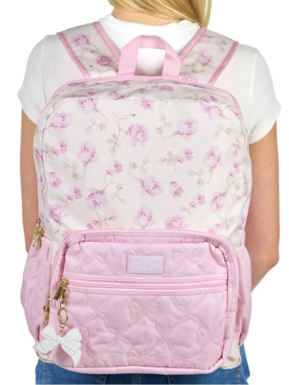 Love Shack Fancy for Target Pink Floral Quilted Kids Backpack with Bow Charm